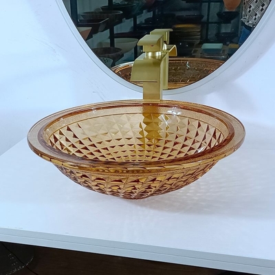 Vanity Artistic Round Basin Bowl Desain Italia Wastafel Kapal Kaca Amber