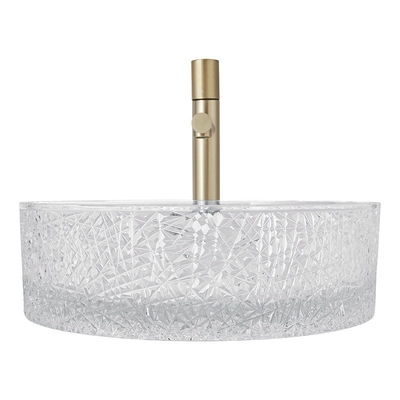 Gaya Eropa Round Glass Vessel Basins Ice Ridge Crystal Clear Wastafel