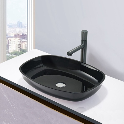 Wastafel Kamar Mandi Tempered Hitam Mengkilap Tinggi Halus Interior Dan Eksterior