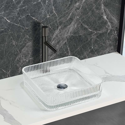 Sink kamar mandi countertop kaca transparan Tidak termasuk aliran