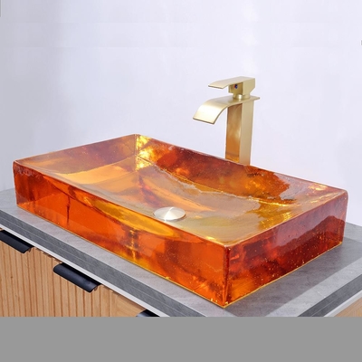 Tidak ada overflow kamar mandi baskom cuci dengan sampah pop up termasuk wastafel kaca kaca