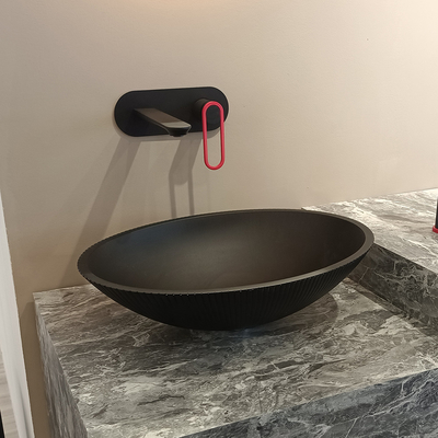 500*360*155mm Tempered Glass Sink Mudah Untuk Membersihkan Tidak Overflow