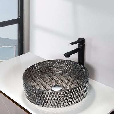 Wastafel Kristal Krom Selesai Wastafel Kamar Mandi Elegan Vanity Countertop