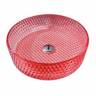 Kaca Kristal Wastafel Tangan Merah Kamar Mandi Wastafel Kamar Mandi