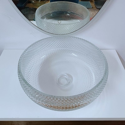 Wastafel Kaca Bening Kristal Bulat Artistik 10 Inch Vessel Sink Countertop