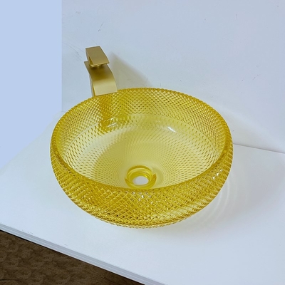 17.7 Inch Kuning Kamar Mandi Sink Bowl Style 180mm 12mm Round Crystal