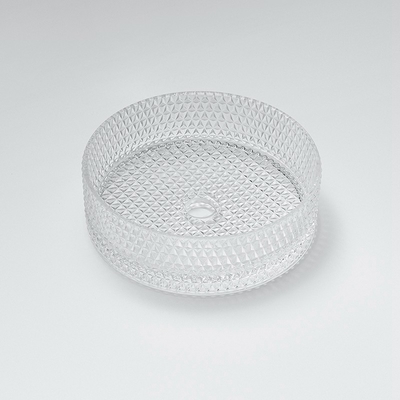 12mm Meja Wastafel Tangan Atas 15.5 Inch Kristal Transparan Putaran Kamar Mandi Wastafel Baskom Mangkuk