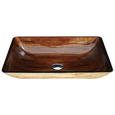 22 Inch Dark Brown Wastafel Kamar Mandi 12mm Kaca Tempered Persegi Panjang Dengan Faucet Kapal Ramping