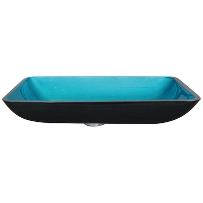 Kaca Tempered Blue Rectangle Vessel Sink 560 * 360 * 110mm Dengan Faucet