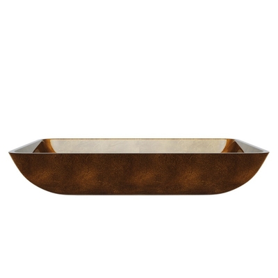 Wastafel Kaca Tempered Mudah Dibersihkan Russet Brown Table Top Wastafel Ukuran Standar