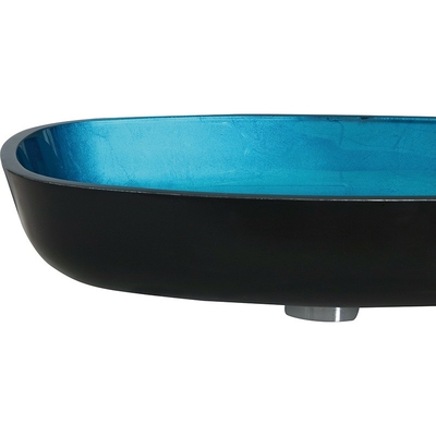Sky Blue Handmade Rectangular Vessel Sinks Kaca Tempered 12mm