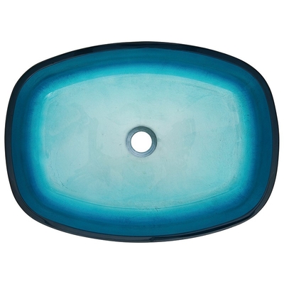 Sky Blue Handmade Rectangular Vessel Sinks Kaca Tempered 12mm