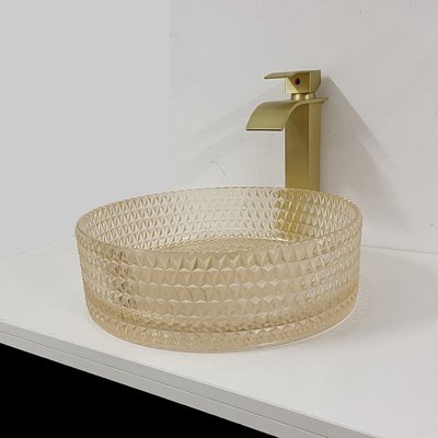 Champagne Glass Vanity Sink Bowl Silinder Kamar Mandi Crystal Diamond Art