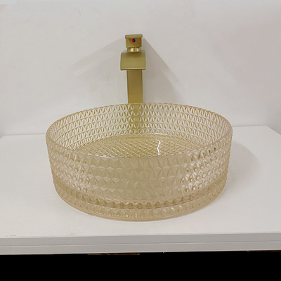 Champagne Glass Vanity Sink Bowl Silinder Kamar Mandi Crystal Diamond Art