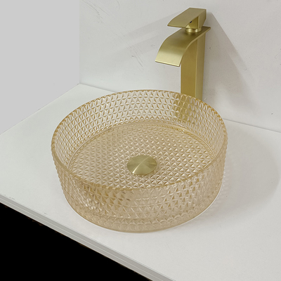 Champagne Glass Vanity Sink Bowl Silinder Kamar Mandi Crystal Diamond Art