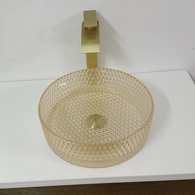 Champagne Glass Vanity Sink Bowl Silinder Kamar Mandi Crystal Diamond Art