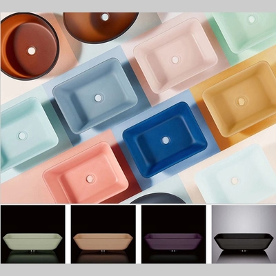 Alas Di Atas Meja Rectangular Vessel Sink Glass Bowl Meja Kamar Mandi