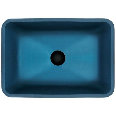 Mangkuk Kaca Biru yang Diperkuat Wastafel Persegi Panjang Biru Di Atas Konter Panjang 460mm