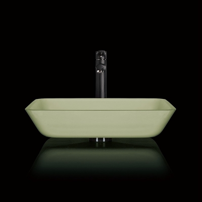 105mm 330mm Counter Top Bowl Wastafel Kamar Mandi Hijau Muda Putih Persegi Panjang