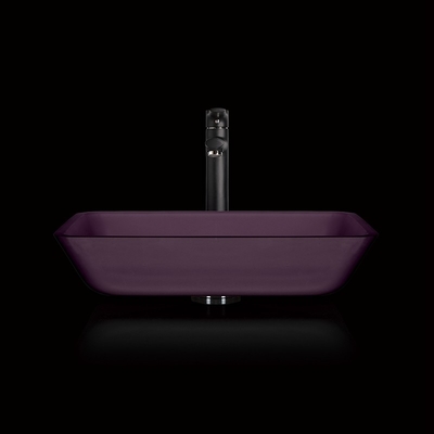 Wastafel Kamar Mandi Rectangular Acid Matt Purple Glass Countertop