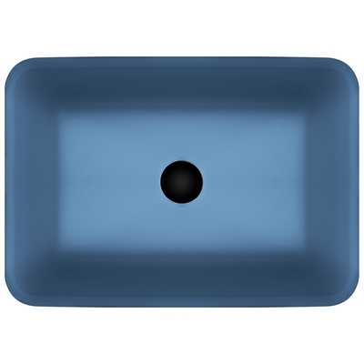 Wastafel Kaca Keras Buatan Tangan Matt Vessel Biru Muda Vanity Rectangular