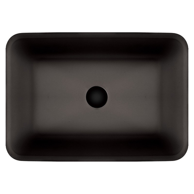 Wastafel Kaca Tempered Asam Matt Abu-abu Gelap 20 inci Hitam Counter Top Basin Persegi Panjang