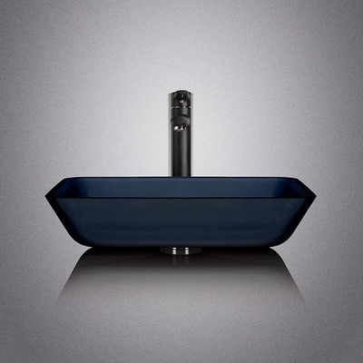 Kaca Tempered Warna Hitam Wastafel 12mm Acid Matt Counter Top Bowl Wastafel