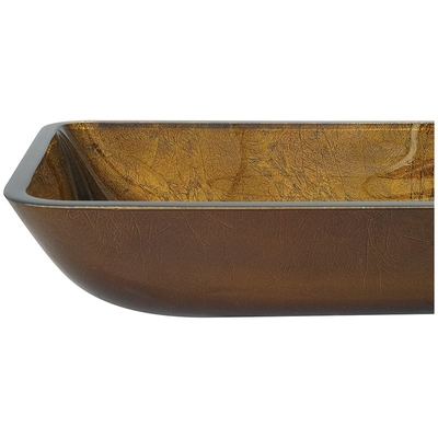 Kamar Mandi Wastafel Buatan Tangan Persegi Panjang Tembaga Emas Top Mount Vessel Sink