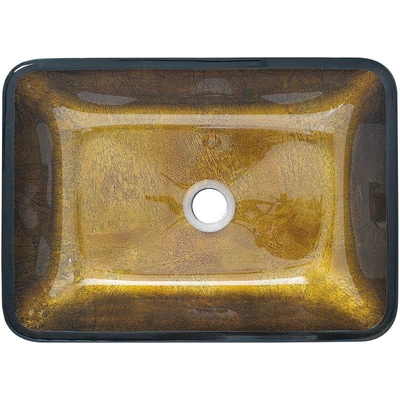 Kamar Mandi Wastafel Buatan Tangan Persegi Panjang Tembaga Emas Top Mount Vessel Sink
