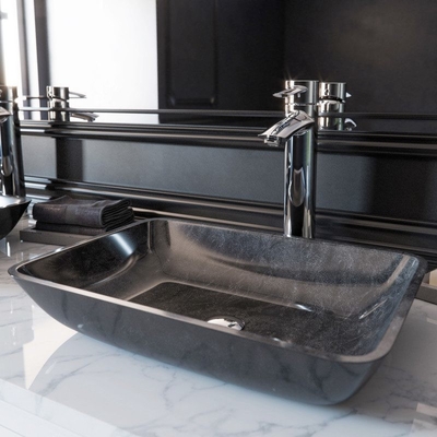 Wastafel Kamar Mandi Hijau Tua 18 Inch Grey Onyx Handmade Rectangular