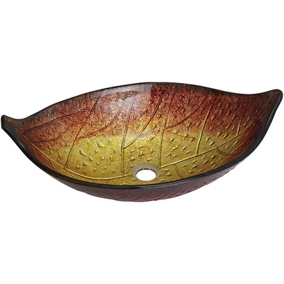 12mm Klasik Wastafel Kamar Mandi 180mm Bentuk Daun Oval Bentuk Meja Wastafel Tembaga Emas