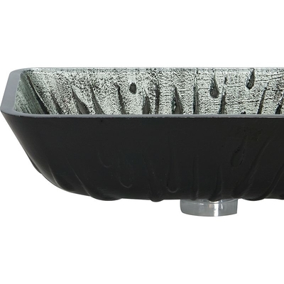 Wastafel Kapal Persegi Panjang Abu-abu Panas Meleleh Gambar Tangan Kaca Tempered Vanity Sink
