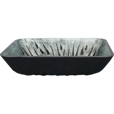 Wastafel Kapal Persegi Panjang Abu-abu Panas Meleleh Gambar Tangan Kaca Tempered Vanity Sink