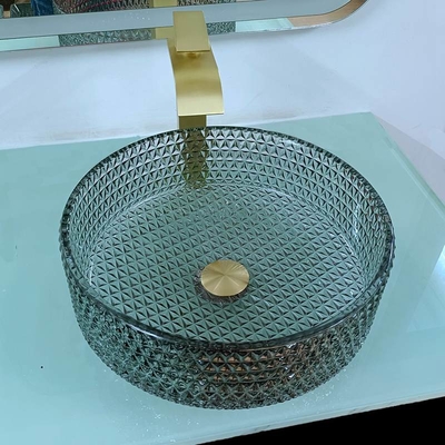 Meja Modern Kaca Wastafel Meja Hitam Top 120mm Tinggi Artistik