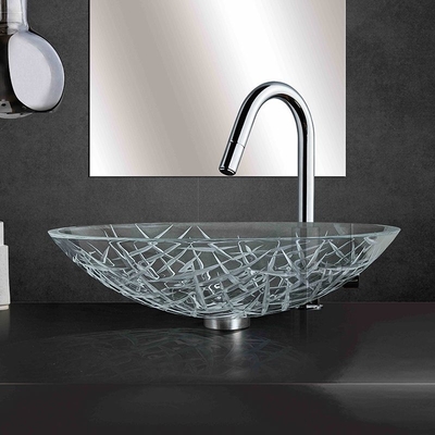 Super Clear Large Oval Vessel Sink Tempered Glass L51 5 * W360 * H140mm