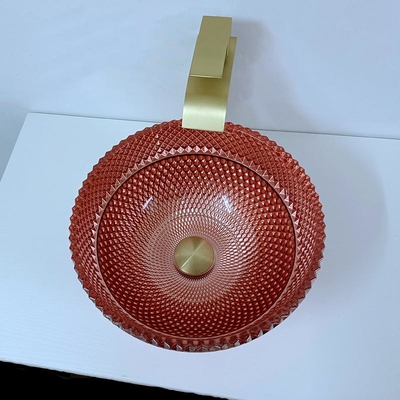 Shinning Glass Rose Gold Vessel Sink Square Di Atas Counter Dilapisi Listrik