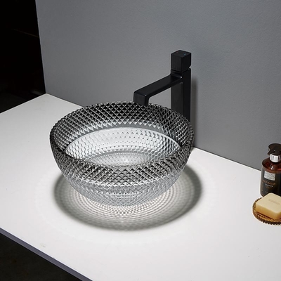 Meja Bulat Vanity Sinks Kapal Kamar Mandi Gradien Hitam Modern 160mm