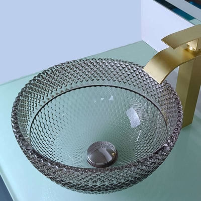 Toilet Round Black Vessel Sink Kaca Kamar Mandi Kristal Transparan