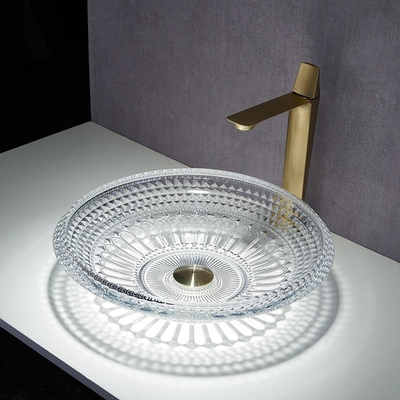 Mangkuk Wastafel Kamar Mandi Di Atas Konter 450mm Crystal Clear Artistik