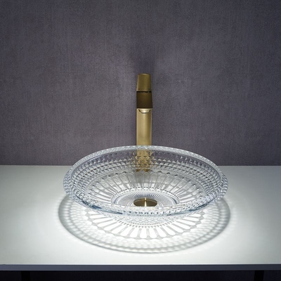 Mangkuk Wastafel Kamar Mandi Di Atas Konter 450mm Crystal Clear Artistik