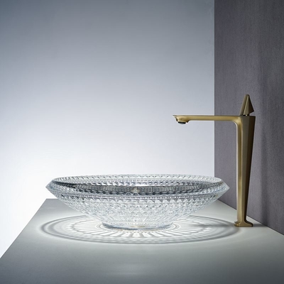 Mangkuk Wastafel Kamar Mandi Di Atas Konter 450mm Crystal Clear Artistik
