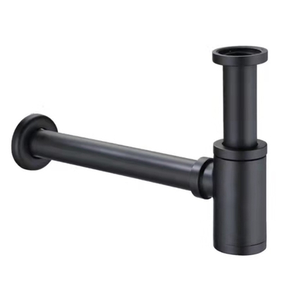 Aksesoris Wastafel Perangkap Botol Siphon Bulat, Drain Wastafel Matt Black P Trap