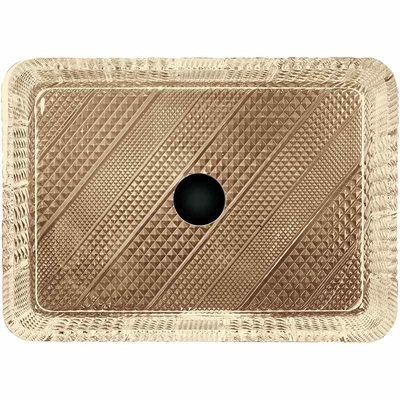 Deep Rectangular Vessel Sinks Kamar Mandi Crystal Light Tea Color