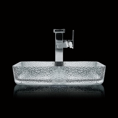 330mm 460mm Kamar Mandi Baskom Meja Atas Celah Kaca Die Casting Kristal Jelas