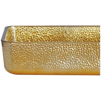 Wastafel Kapal Persegi Panjang Emas Mewah 4.2 Inch Basin Wastafel Kamar Mandi Dalam Modern