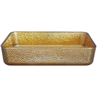 Wastafel Kapal Persegi Panjang Emas Mewah 4.2 Inch Basin Wastafel Kamar Mandi Dalam Modern