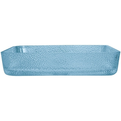 Modern Rectangle Counter Top Basin Kaca Kamar Mandi Air Warna Biru Dipernis