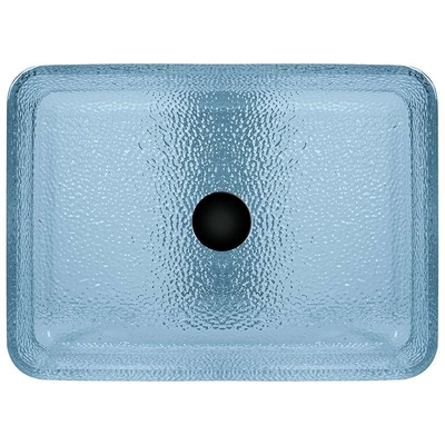Modern Rectangle Counter Top Basin Kaca Kamar Mandi Air Warna Biru Dipernis