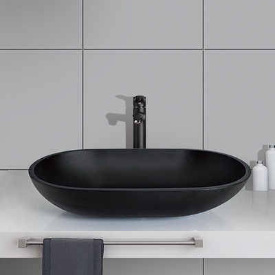 Wastafel Kapal Berbentuk Hitam Oval, Kamar Mandi Anti Karat