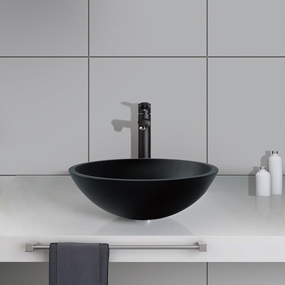 Hotel Acid Matt Black Basin Putaran Kaca Kamar Mandi Anti Karat Selesai
